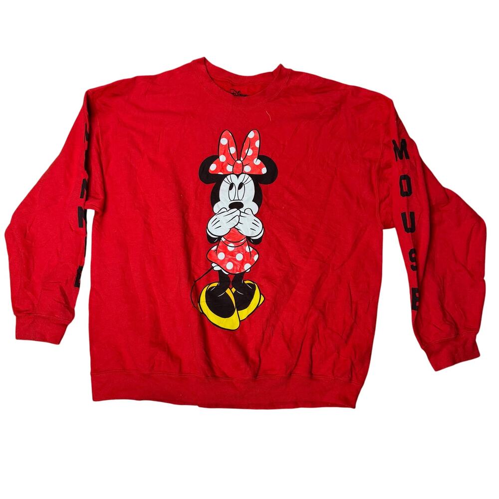 MINNIE MOUSE CREW NECK JACKET SWEATER RED WOMENS XXL DISNEY DISNEYLAND
